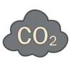 Ikon med grått moln som det står CO2 i