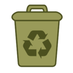 Ikon med en tunna med symbol för återvinning på